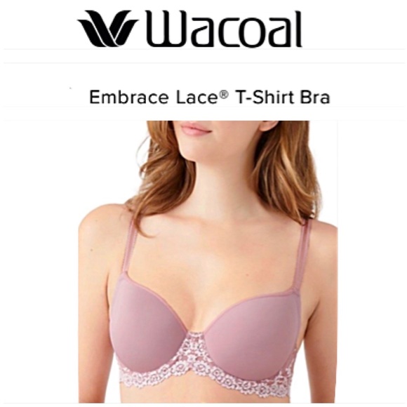 NWT WACOAL Embrace Lace Underwire T-Shirt Bra with foam cups 34B MAUVE purple - Picture 1 of 13